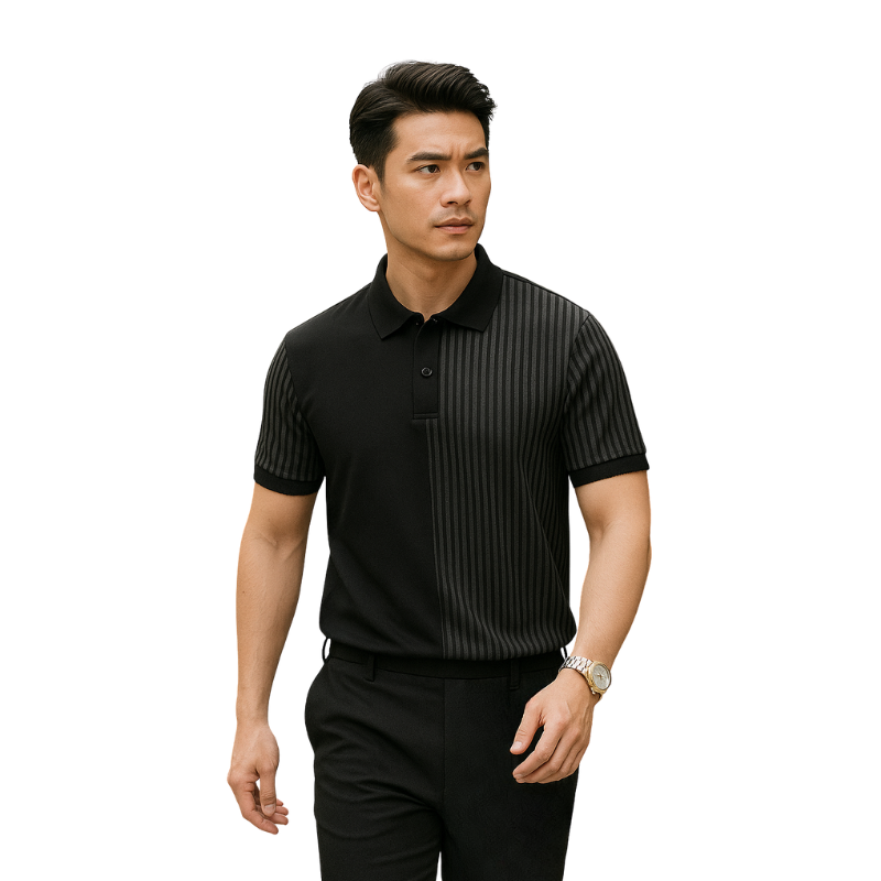 Áo Thun Polo Nam Cổ Bẻ Phối Sọc Dọc Trước Ngực Và Tay Áo Bigsize Đến 90kg