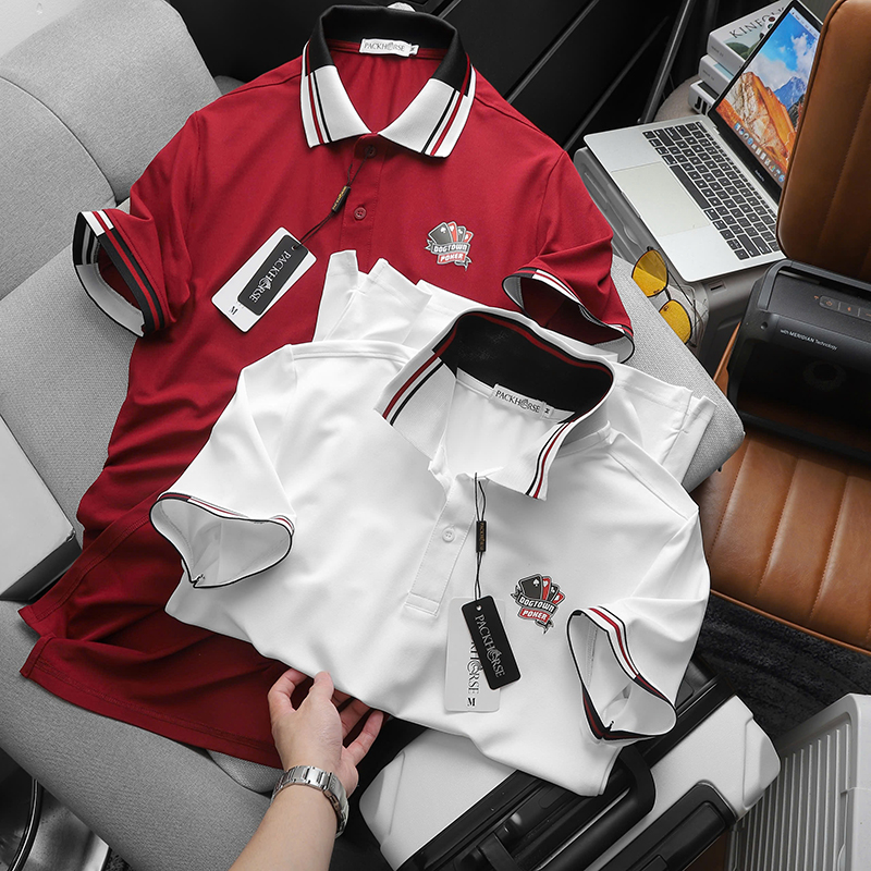 Áo Thun Polo Nam Phối Sọc In Logo Trước Ngực Big Size