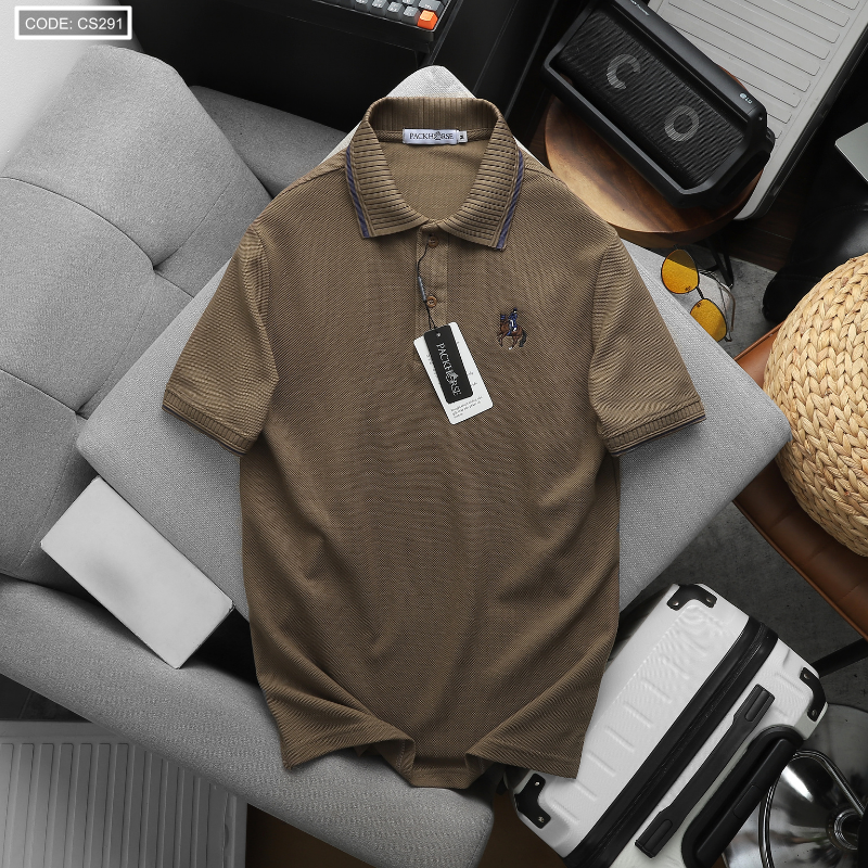 Áo Thun Polo Nam Cổ Bẻ Phối Sọc Thêu Logo Hình Ngựa Có Big Size
