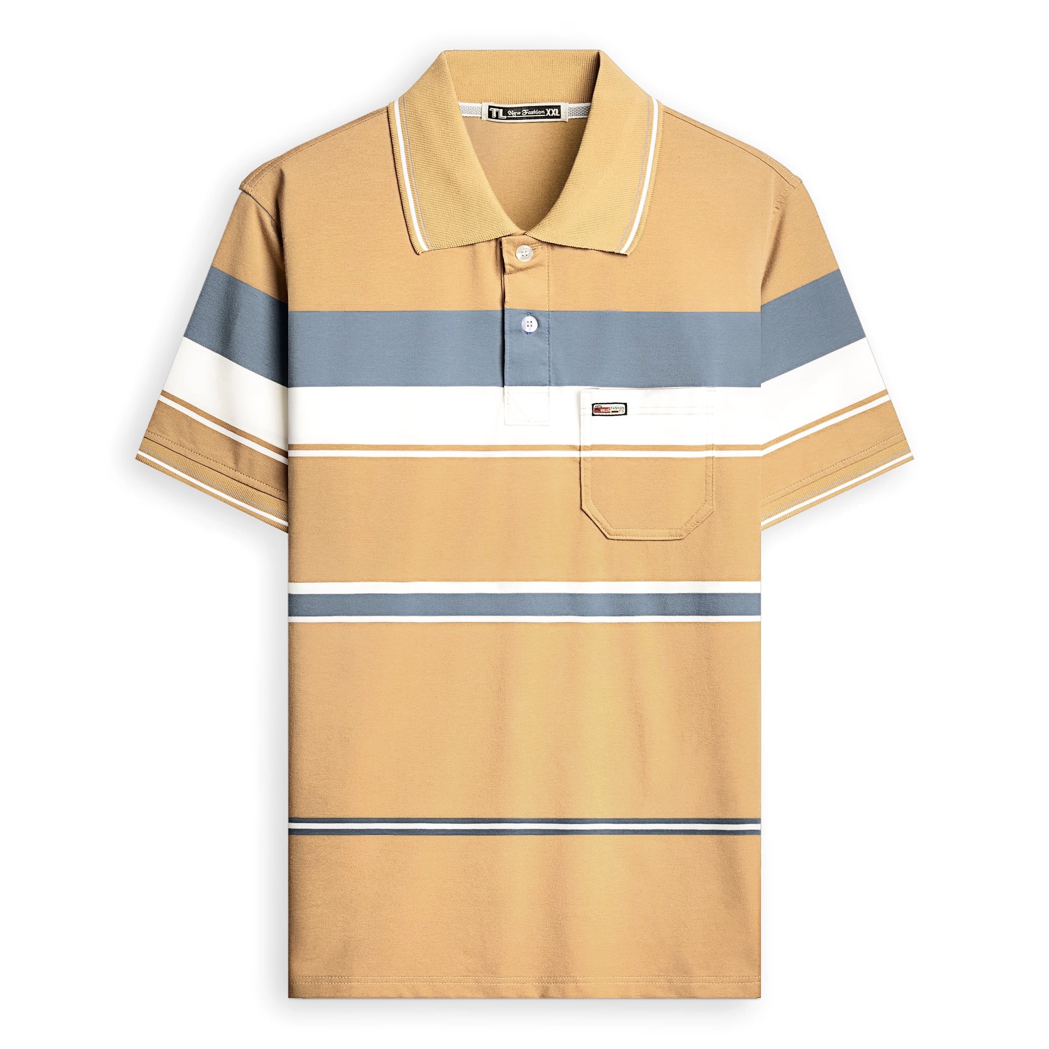Áo thun sọc nam trung niên có cổ có túi thun cotton size 3x