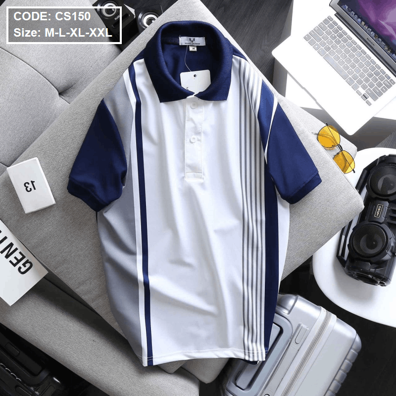 Áo Thun Polo Nam Tay Ngắn Kẻ Sọc Dọc CS150