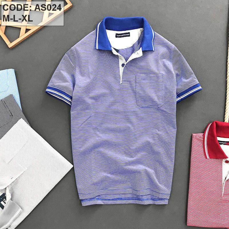 Áo Thun Polo Sọc Nam Cổ Bẻ Có Túi AS024 (M-L-XL)