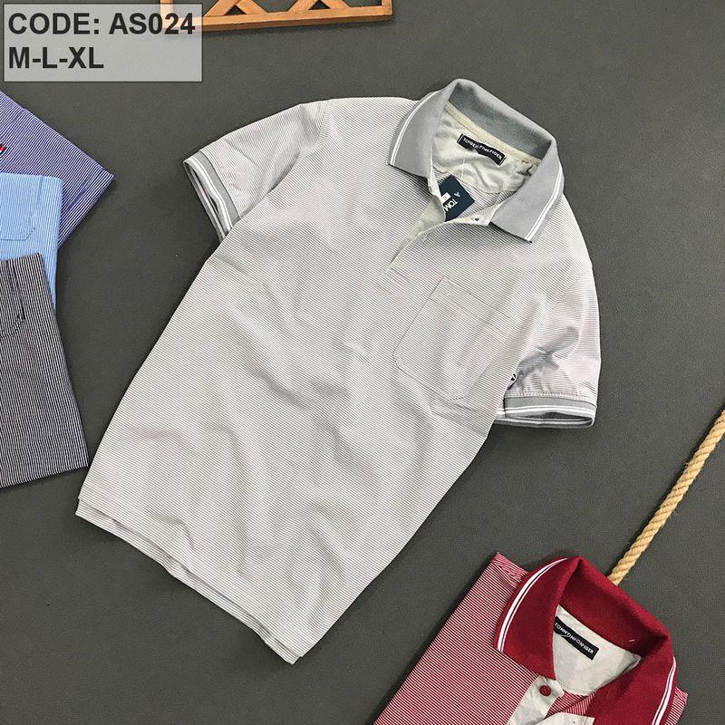 Áo Thun Polo Sọc Nam Cổ Bẻ Có Túi AS024 (M-L-XL)
