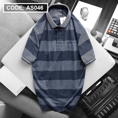 Áo thun polo sọc nam tay ngắn cotton