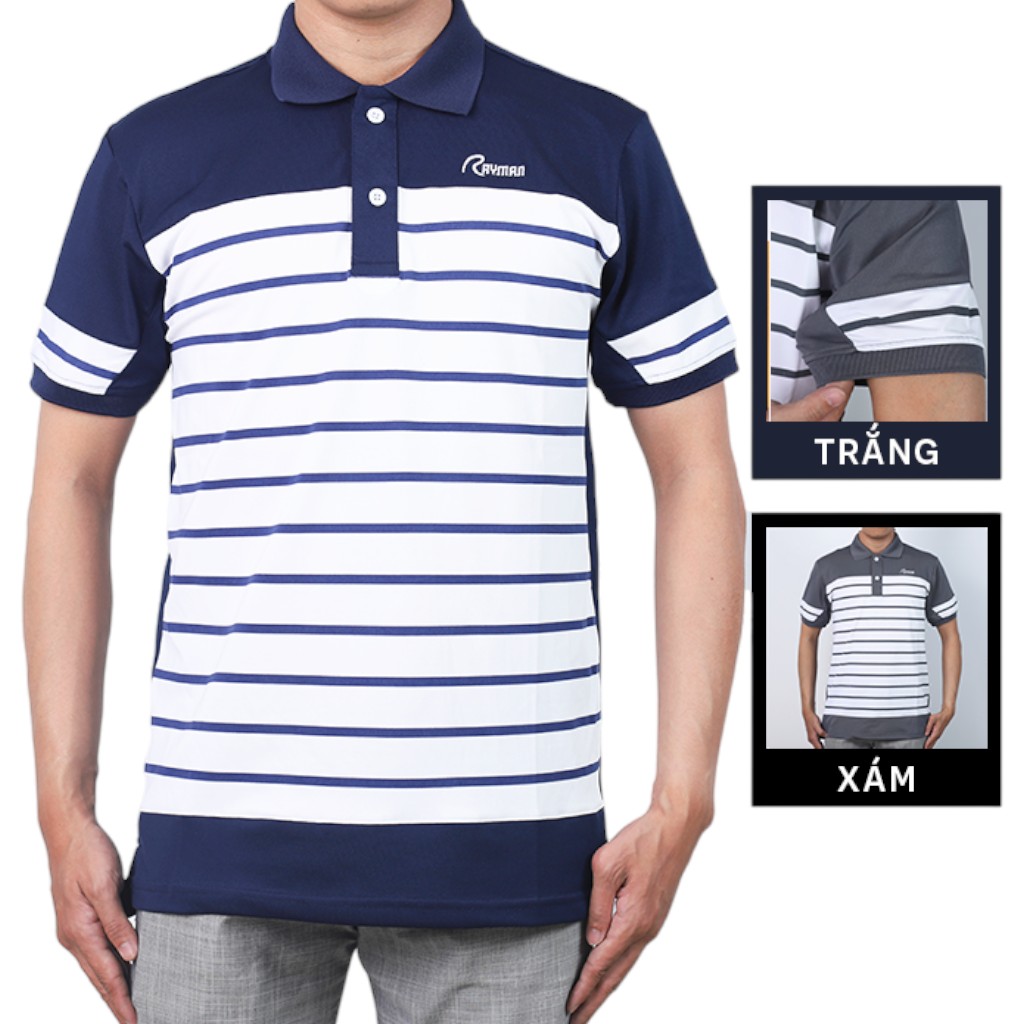 Áo Polo Nam Sọc Thêu Chữ Rayman Cao Cấp Có Size 3XL