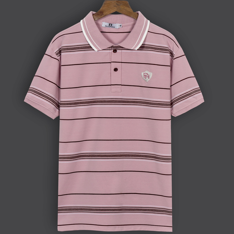 Áo polo nam sọc thêu logo PH thun cotton