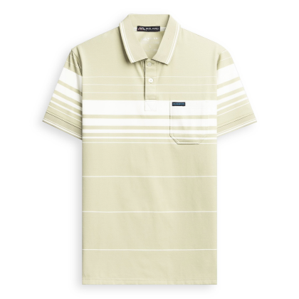 Hình ảnh Áo Thun Sọc Nam Trung Niên Phối Sọc Nhuyễn Có Túi Thun Cotton (Có size 3x) trong bộ sưu tập áo thun nam có cổ