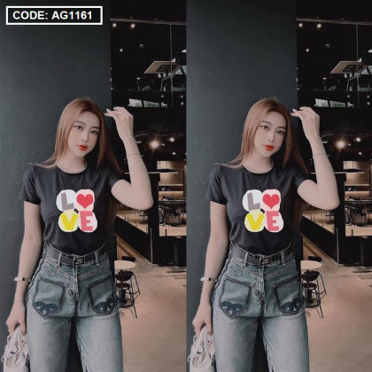 Dáng áo cổ tròn tay ngắn lên form gọn gàng