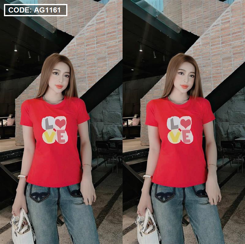 Áo thun thái nữ cổ tròn in chữ LOVE freesize 40-55kg