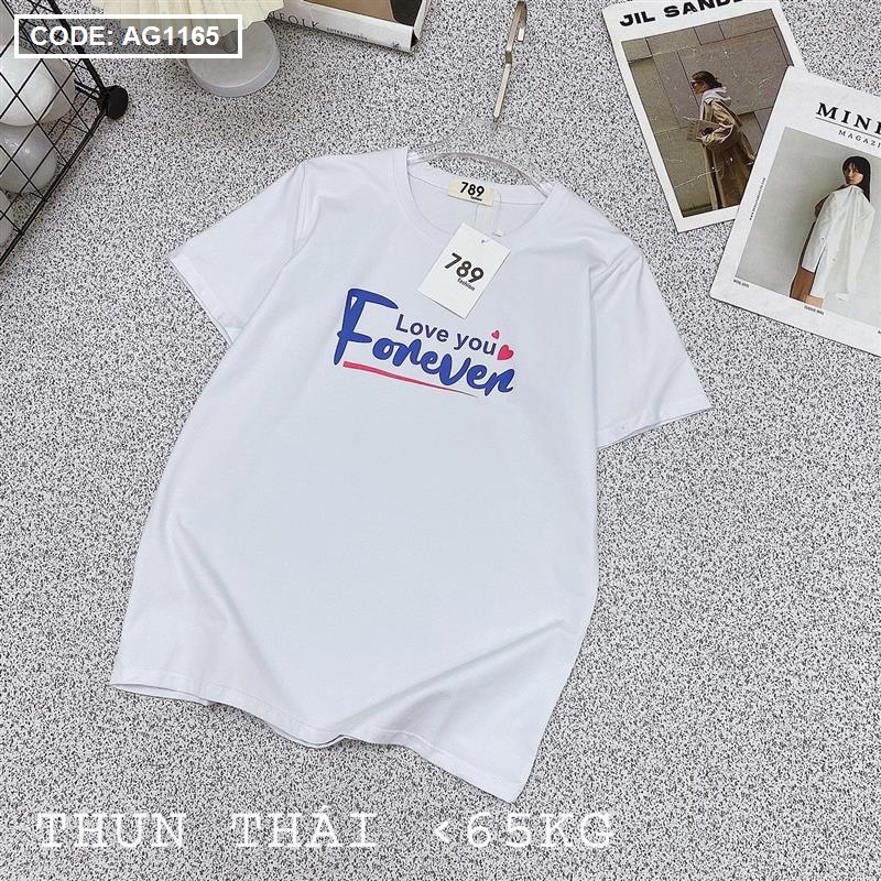 Áo thun thái nữ form suông rộng in chữ Forever freesize dưới 65kg