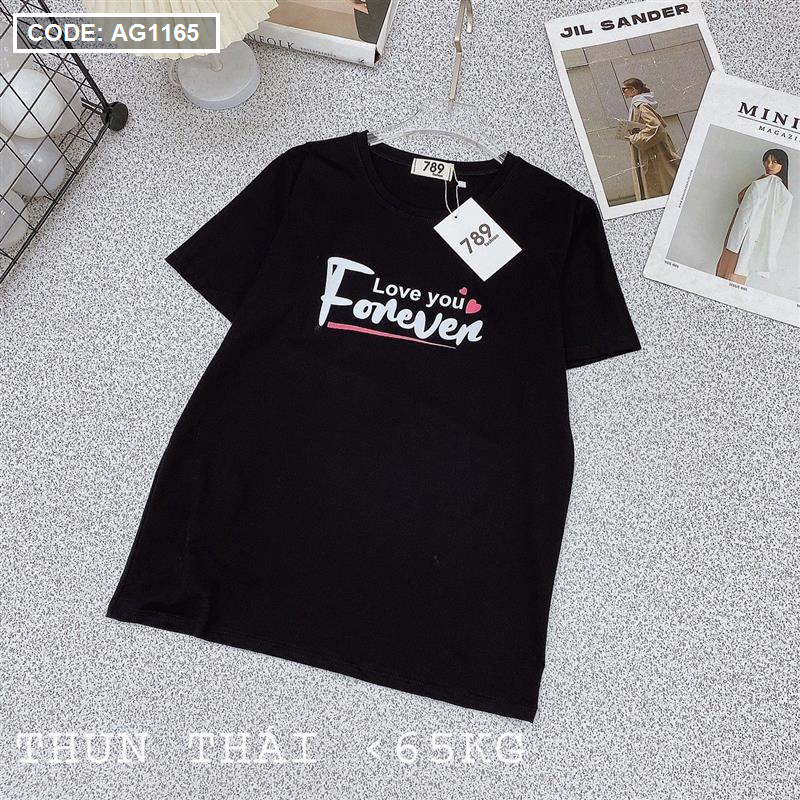 Áo thun thái nữ form suông rộng in chữ Forever freesize dưới 65kg