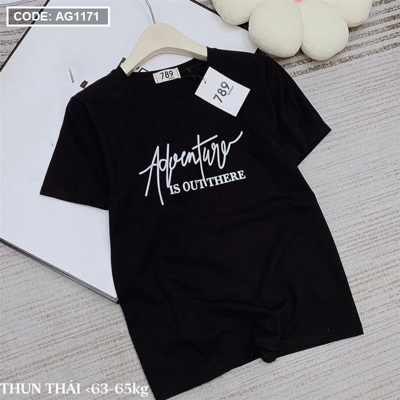 Áo thun Thái nữ form rộng in chữ Adventure, freesize