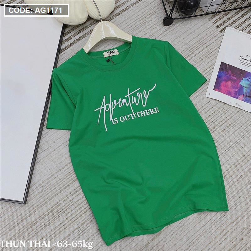 Áo thun Thái nữ form rộng in chữ Adventure, freesize