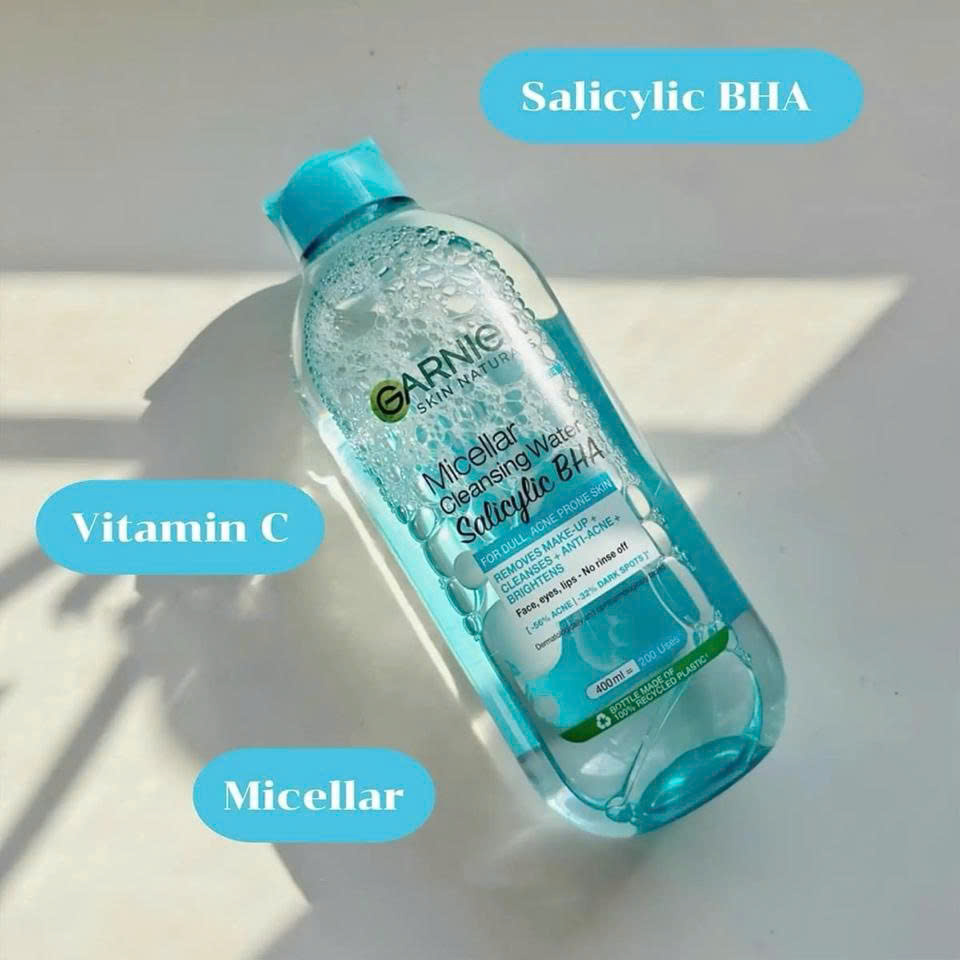 Nước Tẩy Trang Garnier Cho Da Dầu Mụn Salicylic BHA Micellar 400ml