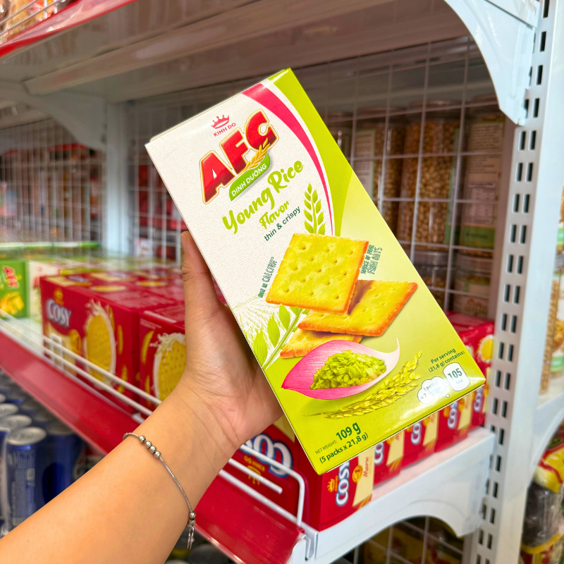 Bánh cracker AFC Dinh Dưỡng vị cốm non 109g (5 Gói x 21,8g)