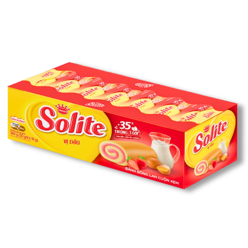 Bánh Bông Lan Cuộn Solite Vị Dâu Hộp Giấy 180g – một lựa chọn đáng tham khảo trong Solite