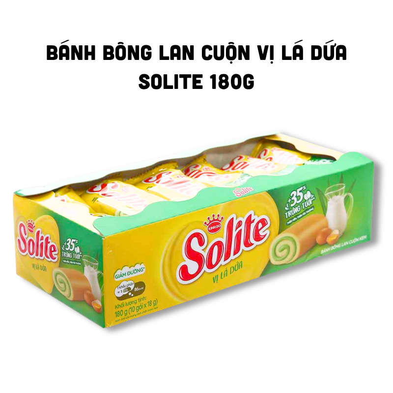 Bánh Bông Lan Cuộn Kem Solite Vị Lá Dứa Hộp Giấy 180g
