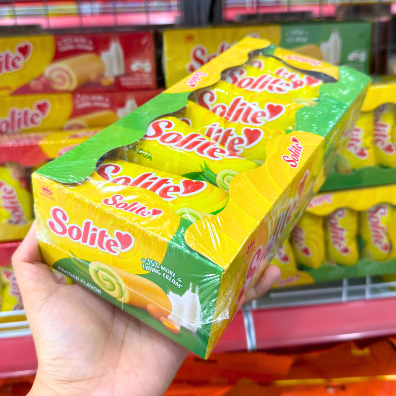 Bánh Bông Lan Cuộn Kem Solite Vị Lá Dứa Hộp Giấy 180g