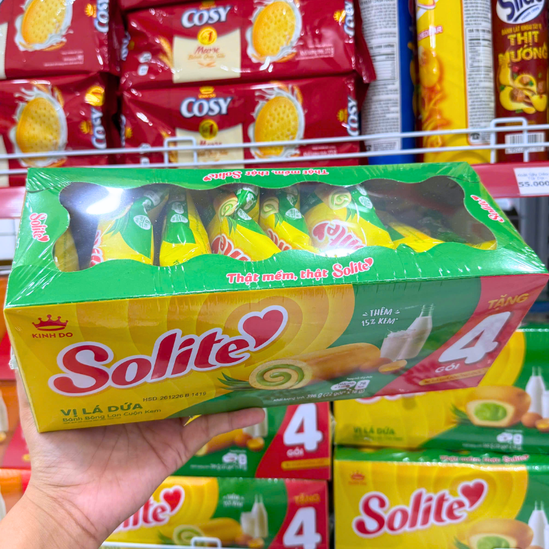 Bánh Bông Lan Cuộn Solite Vị Lá Dứa Hộp Giấy Lớn 396g – một lựa chọn đáng tham khảo trong Solite