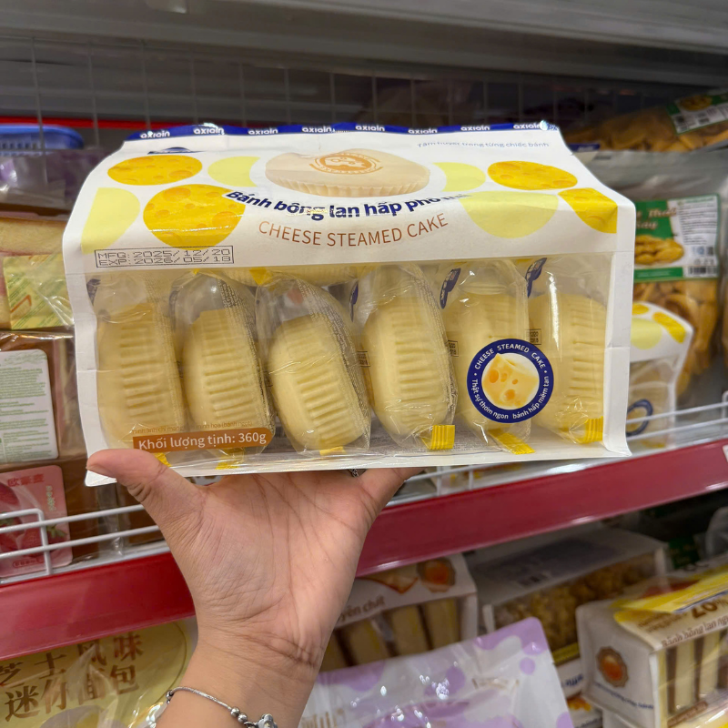 Bánh Bông Lan Hấp Phô Mai AXIQIN 7 Cái 360g