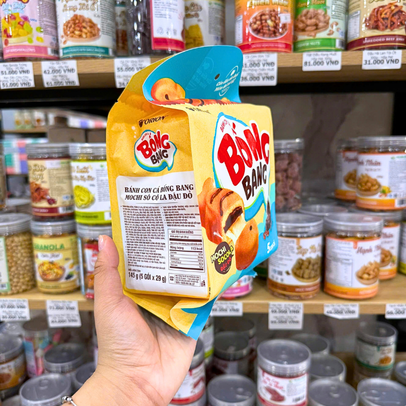 Thông tin quy cách 145g gồm 5 gói nhỏ ở mặt bên bao bì
