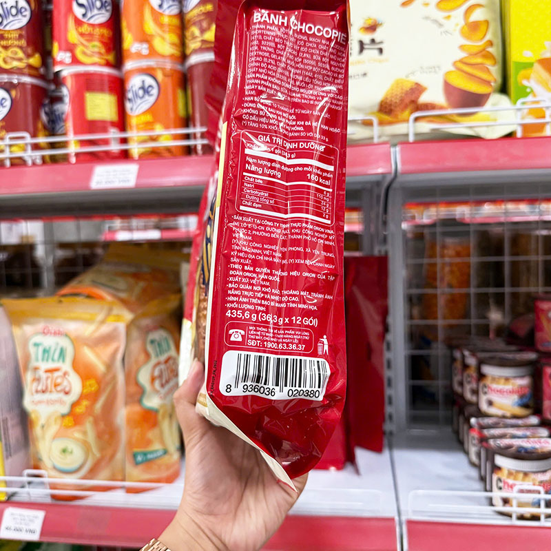 Mặt bên bao bì hiển thị khối lượng 435.6g và quy cách 12 gói