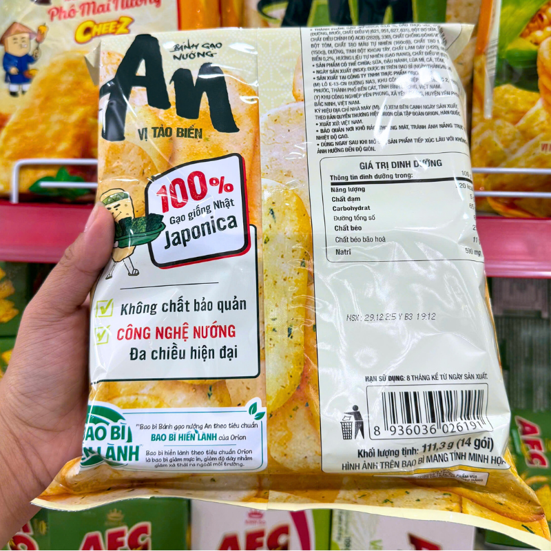 Thông tin thành phần, khối lượng tịnh và giá trị dinh dưỡng trên bao bì