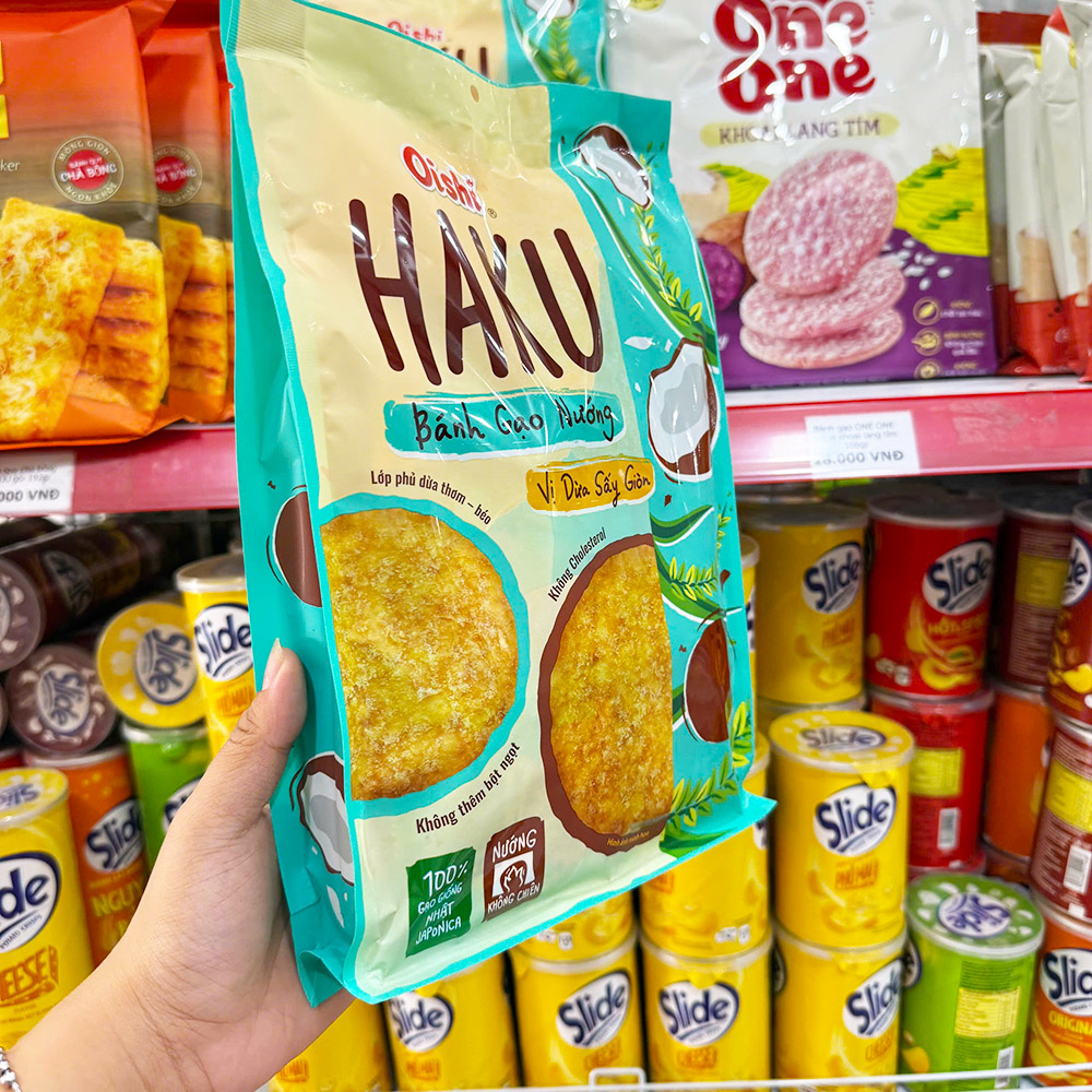 Bánh Gạo Nướng Oishi Haku Vị Dừa Sấy Giòn 138g