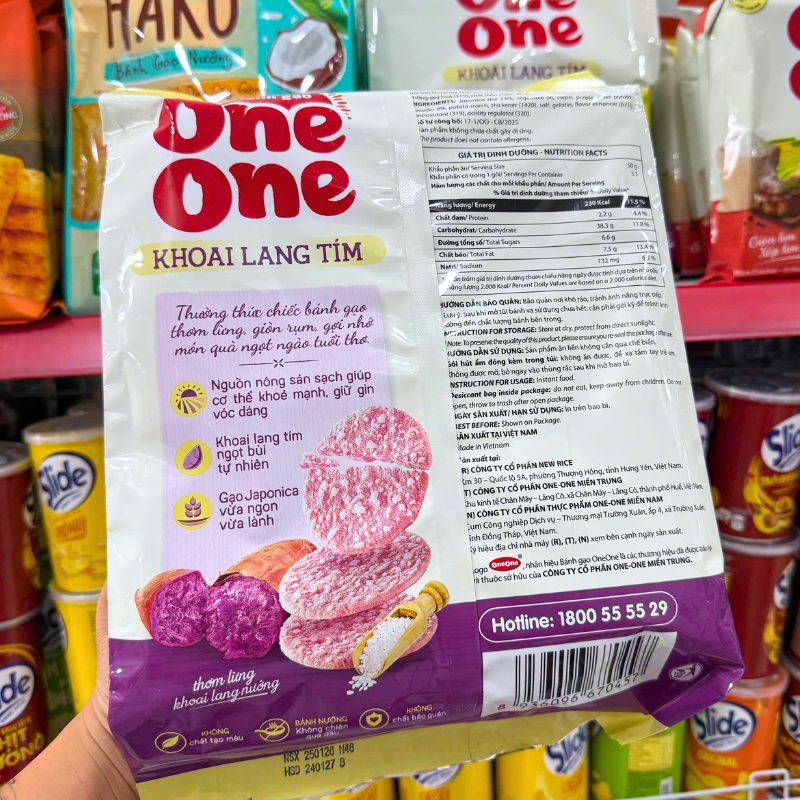 Mặt sau bao bì thể hiện thông tin thành phần và dinh dưỡng