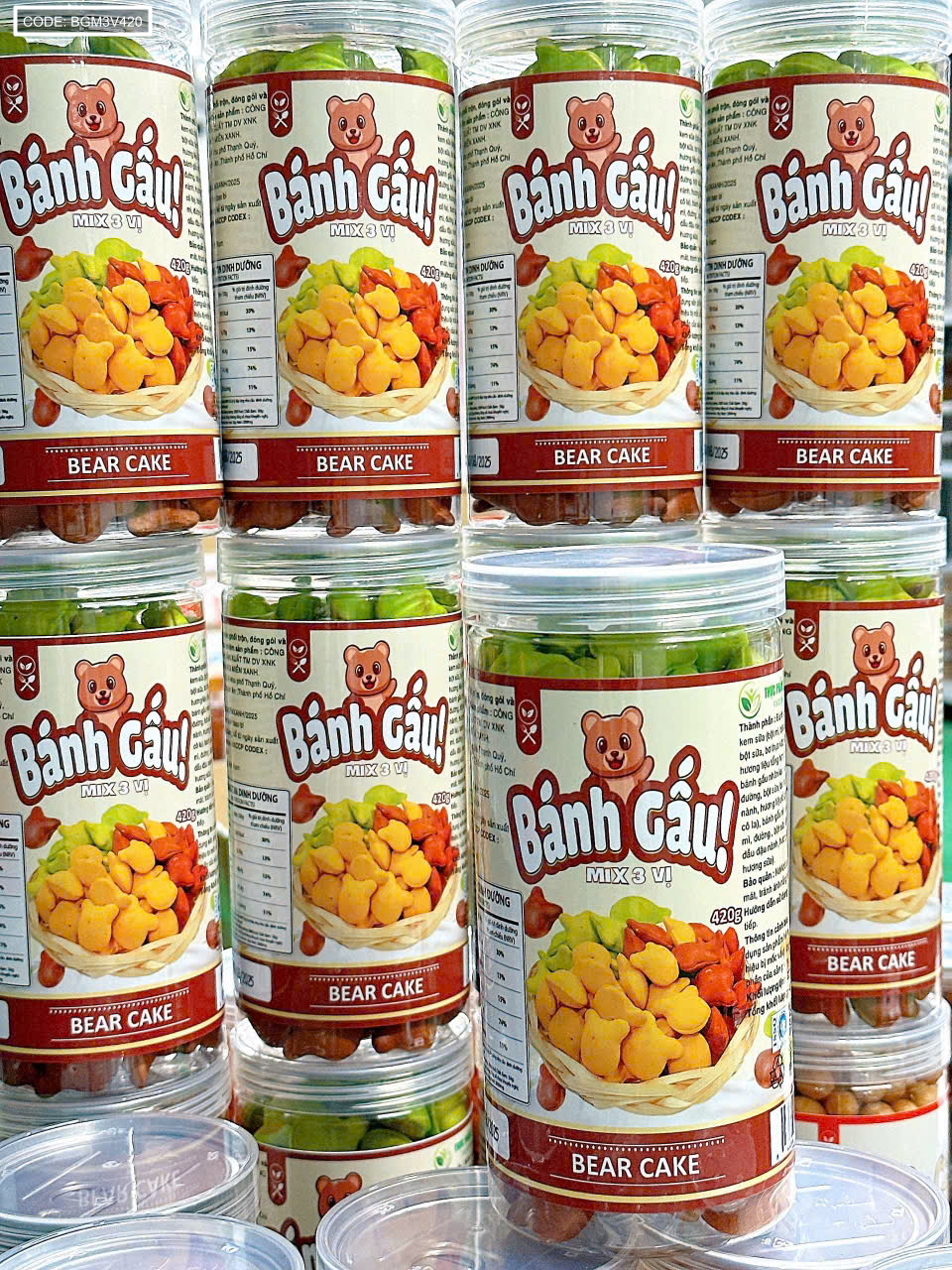 Bánh Gấu Mix 3 Vị Hộp Pet 420g