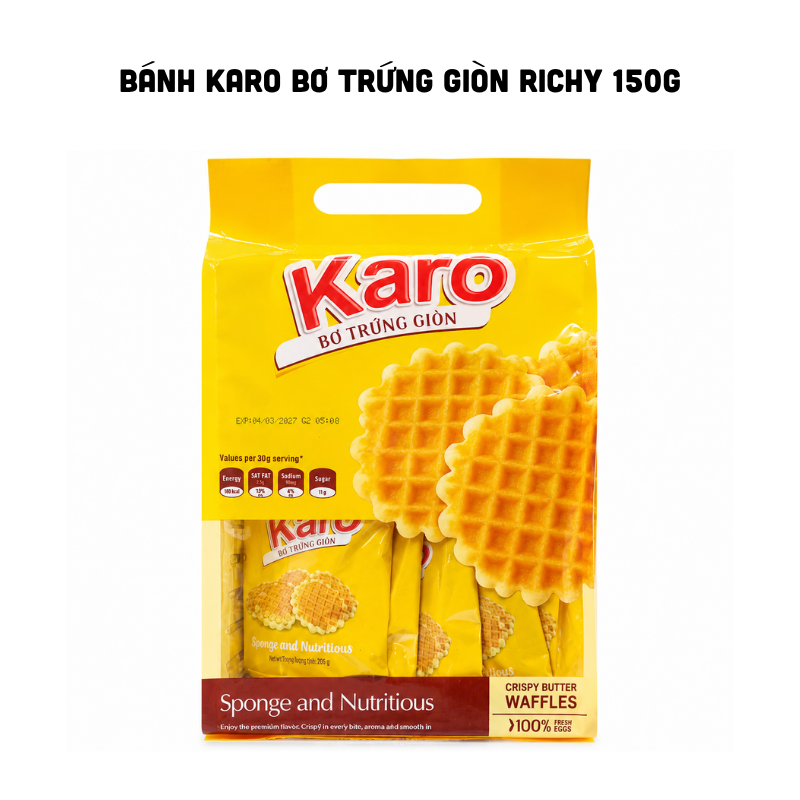 Mặt trước bao bì với thiết kế túi xách tay màu vàng nổi bật