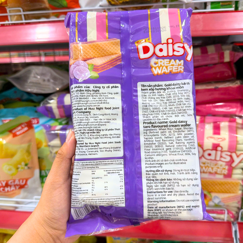 Thông tin thành phần và hướng dẫn sử dụng trên mặt sau bao bì