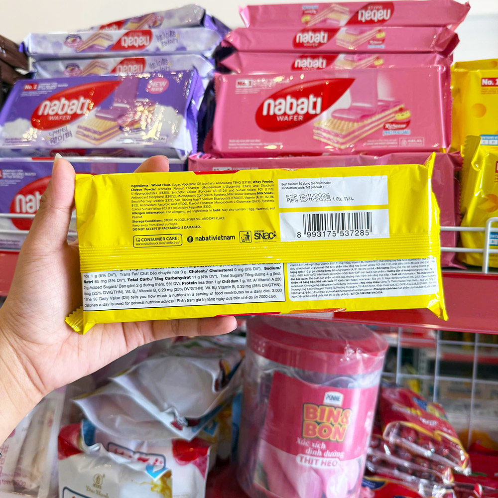 Mặt sau bao bì với thông tin bảo quản và mã vạch