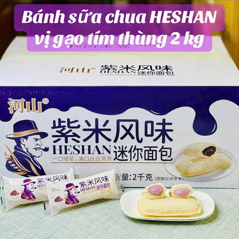 Bánh Mì Sữa Chua HESHAN Vị Gạo Tím - Thùng 2kg phù hợp để tham khảo khi chọn HESHAN
