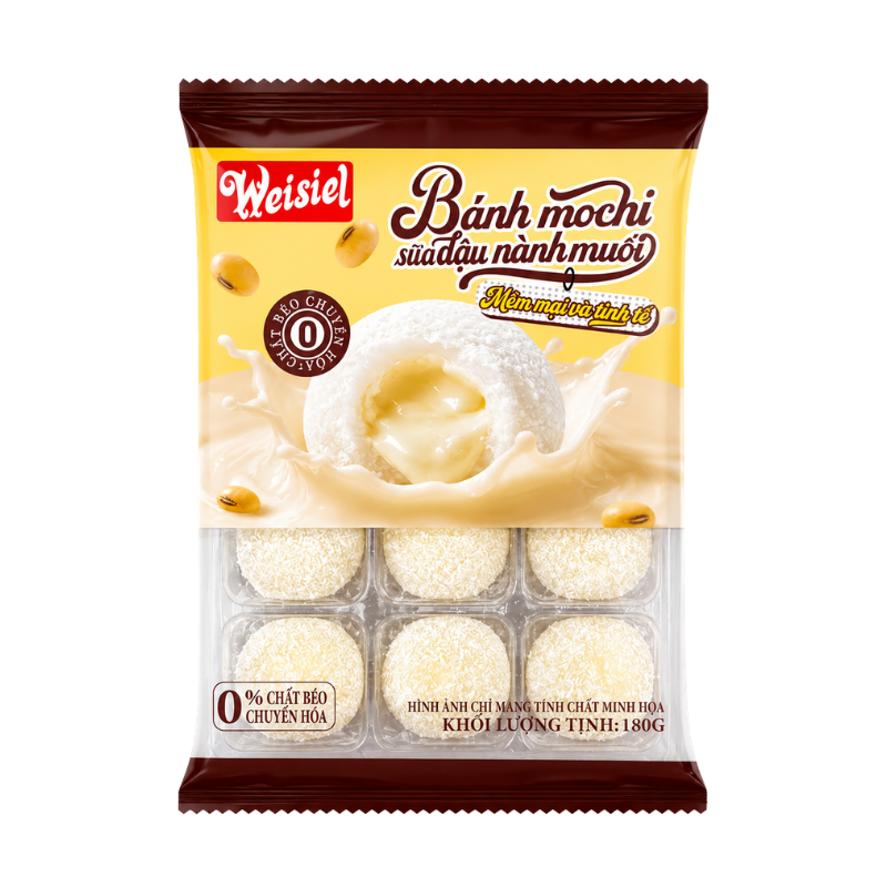 Hình ảnh Bánh Mochi Phủ Dừa Weisiel Vị Sữa Đậu Nành Muối 180g trong bộ sưu tập Bánh tươi, sandwich, bông lan