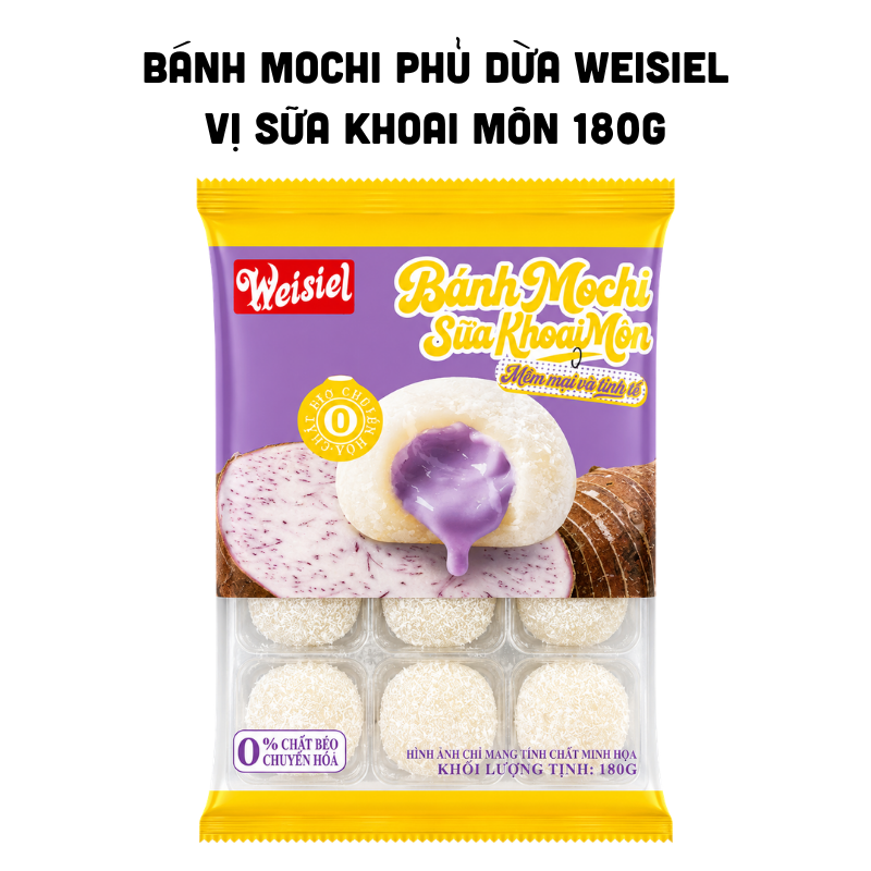 Bánh Mochi Phủ Dừa Weisiel Vị Sữa Khoai Môn 180g