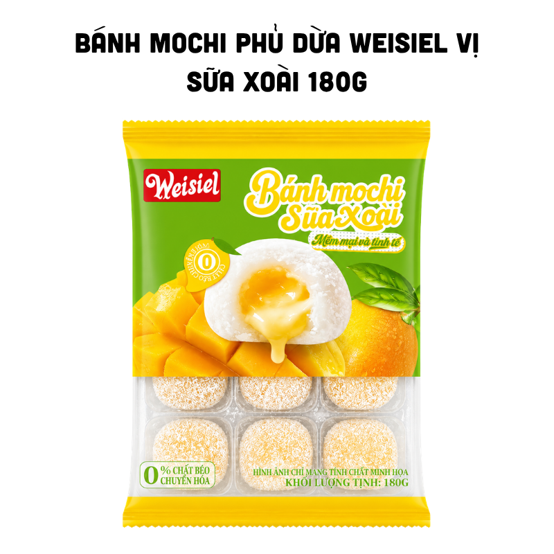 Bánh Mochi Phủ Dừa Weisiel Vị Sữa Xoài 180g