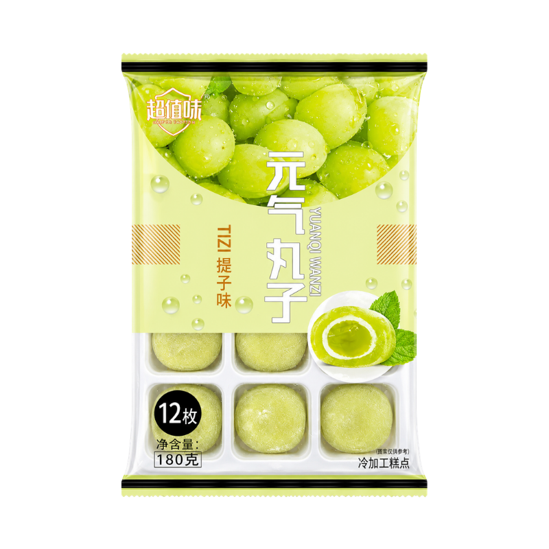 Khám phá Bánh Mochi Phủ Dừa Yuanqi Wanzi Vị Nho Xanh 180g thuộc nhóm Bánh tươi, sandwich, bông lan