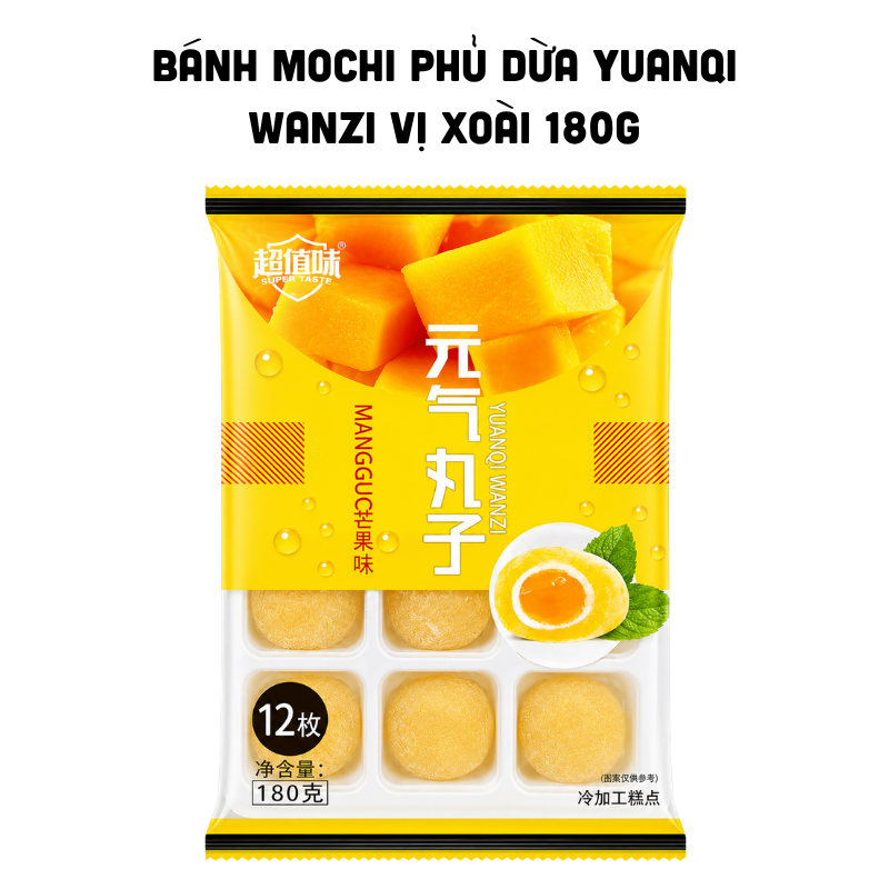 Bánh Mochi Phủ Dừa Yuanqi Wanzi Vị Xoài 180g