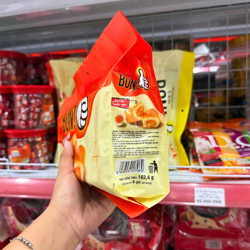 Thông tin quy cách 8 gói bên trong và khối lượng tịnh 162.4g