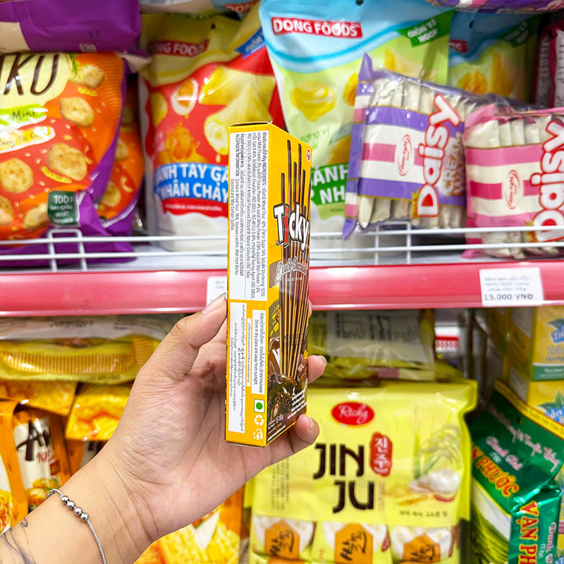 Mặt bên bao bì của sản phẩm dạng hộp giấy nhỏ gọn
