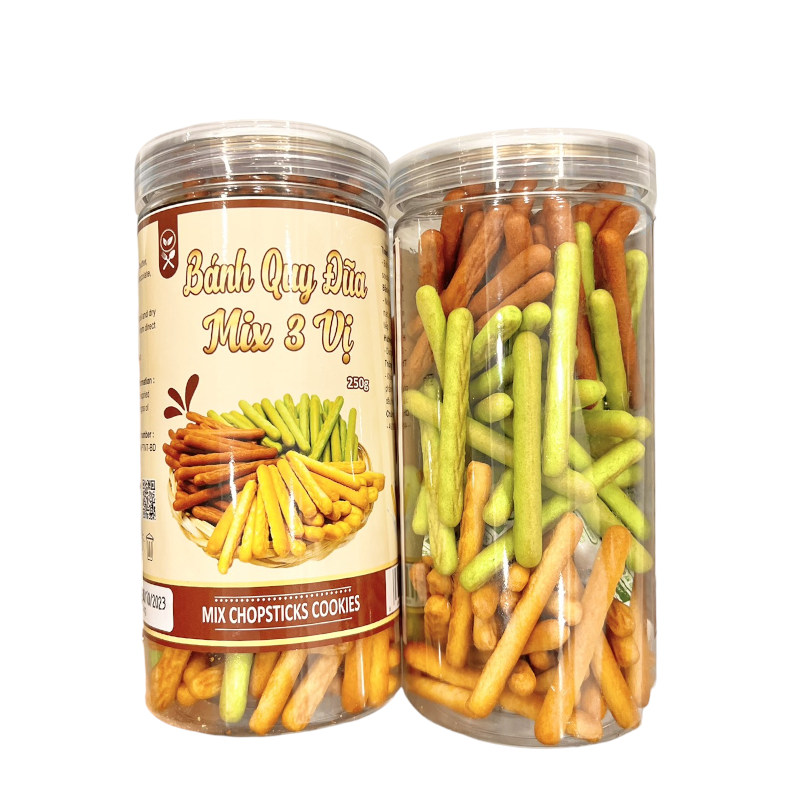 Bánh Quy Đũa Mix 3 Vị ( Bơ sữa - Chùm ngây - Socola) Thơm Ngon 250g Hộp – một lựa chọn đáng tham khảo trong bánh quy đũa