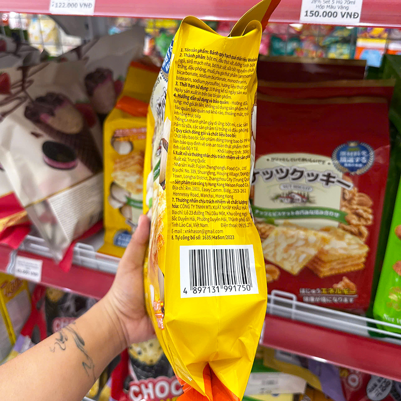 Thông tin tiếng Việt và mã vạch in trên bao bì