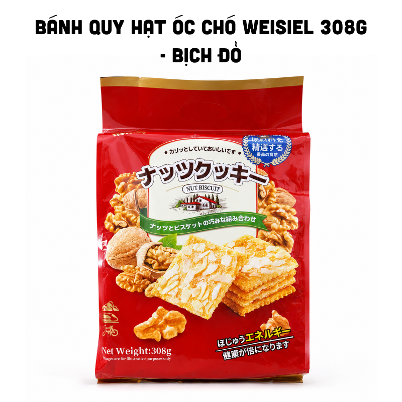 Bánh Quy Hạt Óc Chó Weisiel Nut Biscuit 308g - Bịch Đỏ