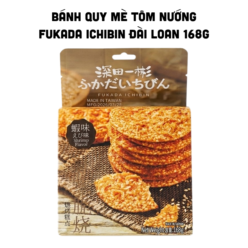 Hình ảnh mặt trước sản phẩm với vị tôm và khối lượng 168g