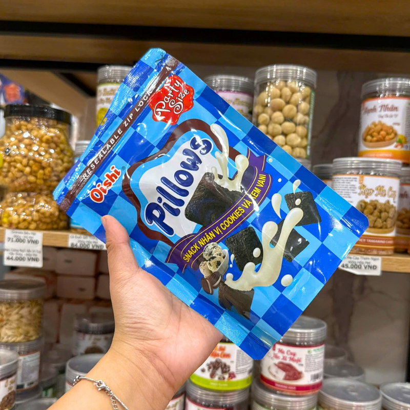 Mặt trước bao bì và thiết kế túi zip tiện đóng mở