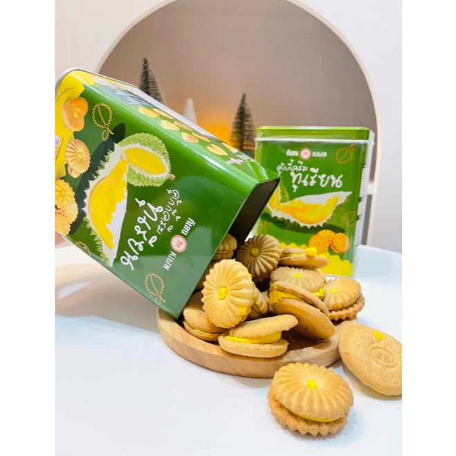 Bánh Quy Nhân Sầu Riêng Hộp Thiếc Kilin Thái Lan 400g Hộp Xanh Lá