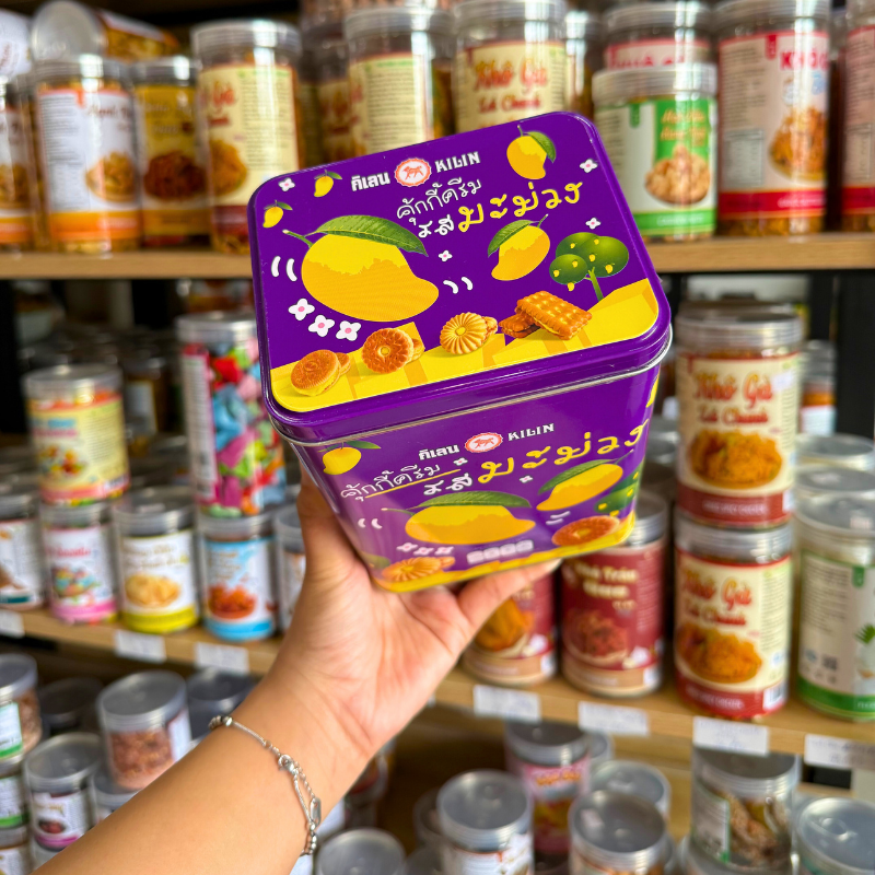 Bánh quy nhân kem xoài Kilin hộp thiếc 400g