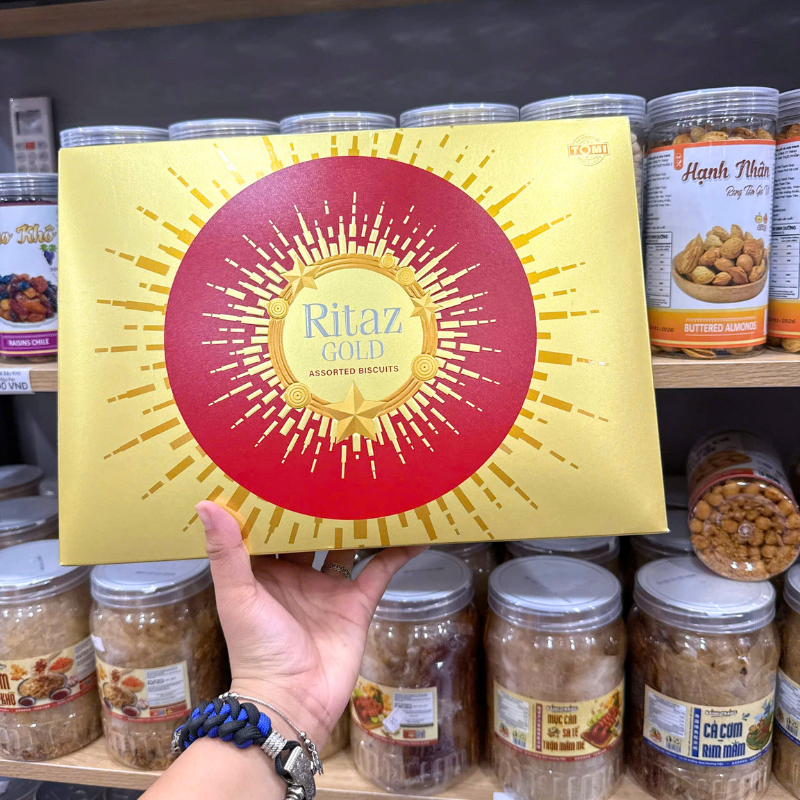 Bánh Quy RITAZ GOLD Mặt Trời Thập Cẩm 210g Hộp Giấy Màu Đỏ