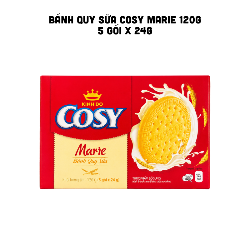 Mặt trước hộp bánh với quy cách 5 gói x 24g